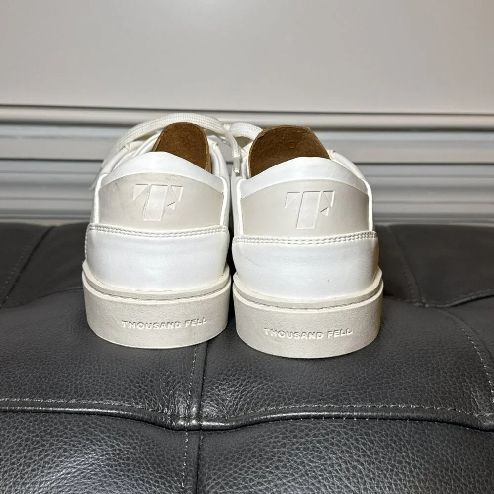 Thousand Fell Lace Up Vegan Leather Sneakers, Women's 7.5 (White/White) - Picture 3 of 7